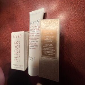 Fresh Skincare Set: Soy Face Cleanser, Kombucha Essence, Sugar Lip Treatment